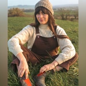 Cabbages and Roses Dungarees Overalls with Pockets in Brown Twill